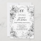Invitation 60e anniversaire mariage diamant flor argent (Devant)