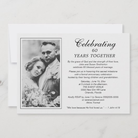 Invitation 60e anniversaire Mariage Photo Christian Religious (Devant)