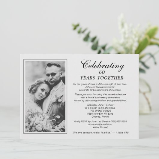 Invitation 60e anniversaire Mariage Photo Christian Religious (Debout devant)