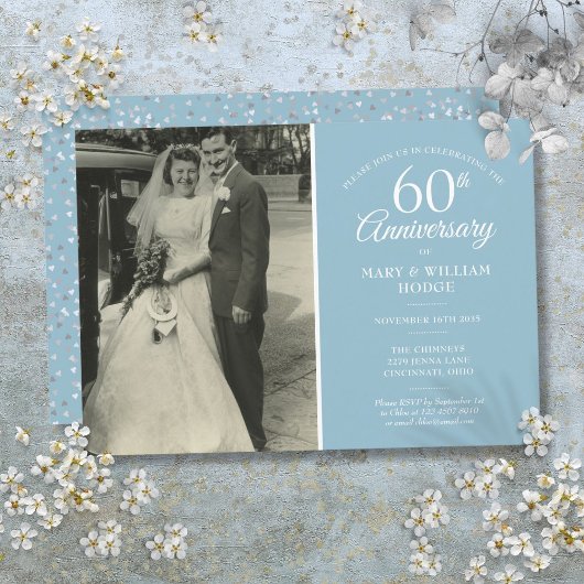 Invitation 60e anniversaire Mariage Photo Diamond Confetti