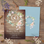 Invitation 60e anniversaire Mariage Rose Rustic Wood<br><div class="desc">Doté d'une délicate aquarelle fleurie rose garland verdoyante sur un arrière - plan boho en bois rustique, cette invitation botanique chic 60e anniversaire mariage peut être personnalisée avec vos informations spéciales diamant anniversaire. Au verso, une guirlande fleurie assortie encadre vos dates d'anniversaire en texte blanc élégant sur un arrière -...</div>