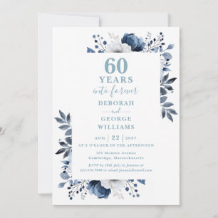 Invitation 60e anniversaire Mariage Verdure Floral Monogramme