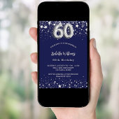 Invitation 60e anniversaire marine bleu argent étoiles