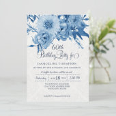 Invitation 60e anniversaire Marine Bleu Blanc Chintz Damask F (Debout devant)