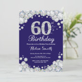 Invitation 60e anniversaire Marine Bleu et Diamant d'argent (Debout devant)