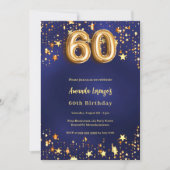 Invitation 60e anniversaire marine bleu or étoiles (Devant)