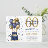Invitation 60e anniversaire Marine Blue Balloon Cake (Debout devant)