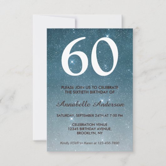 Invitation 60e anniversaire Marine Blue Celestial Sky Star Ét (Devant)