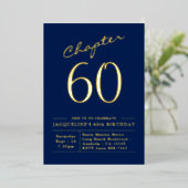 Invitation 60e anniversaire Marine Blue Gold Foil (Debout devant)