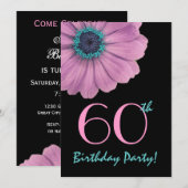 Invitation 60e anniversaire Modèle - Daisy rose (Devant / Derrière)