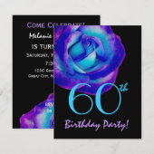 Invitation 60e anniversaire Modèle Purple and Blue Rose 001 (Devant / Derrière)