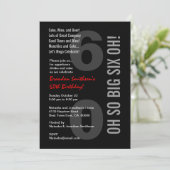 Invitation 60e anniversaire moderne Black White Red SIX OH! (Debout devant)