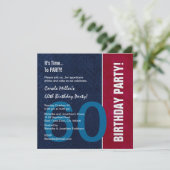 Invitation 60e anniversaire Moderne Bleu Rouge Blanc Métalliq (Debout devant)