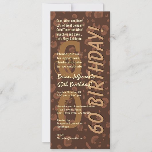 Invitation 60e Anniversaire moderne café chocolat Camo Tall (Devant)