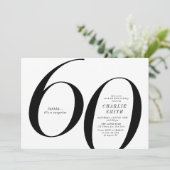 Invitation 60e anniversaire moderne minimaliste noir et blanc (Debout devant)
