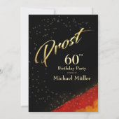 Invitation 60e anniversaire moderne Noir, Rouge & Or (Dos)