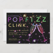 Invitation 60e anniversaire moderne - POP FIZZ CLINK Champagn (Devant)