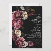 Invitation 60e anniversaire Moody moderne Bourgogne Blush Flo (Devant)