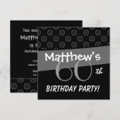 Invitation 60e anniversaire Motif gris et noir (Devant / Derrière)