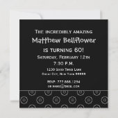 Invitation 60e anniversaire Motif gris et noir (Dos)
