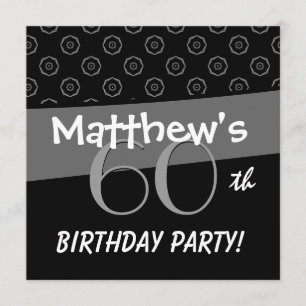 Invitation 60e anniversaire Motif gris et noir