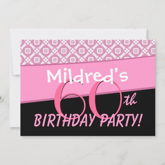 Invitation 60e anniversaire Motif rose (Devant)