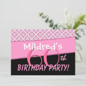 Invitation 60e anniversaire Motif rose (Debout devant)