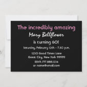 Invitation 60e anniversaire Motif rose (Dos)