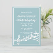 Invitation 60e anniversaire musique note turquoise bleu (Debout devant)