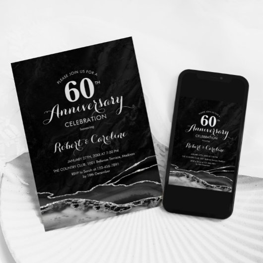 Invitation 60e anniversaire Noir Argent