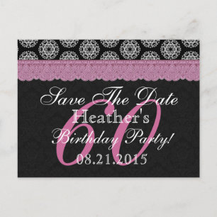 Invitation 60e anniversaire noir blanc rose