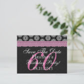 Invitation 60e anniversaire noir blanc rose (Debout devant)