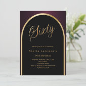 Invitation 60e anniversaire noir bordeaux or arc luxe (Debout devant)