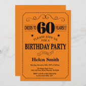 Invitation 60e anniversaire Noir et orange (Devant / Derrière)