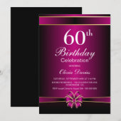 Invitation 60e anniversaire noir et rose (Devant / Derrière)