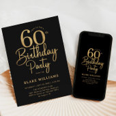 Invitation 60e Anniversaire Noir Or