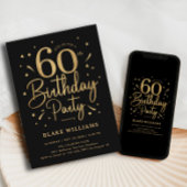 Invitation 60e Anniversaire Noir Or