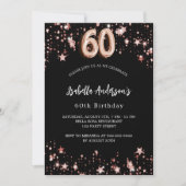 Invitation 60e anniversaire noir rose or étoiles luxe (Devant)