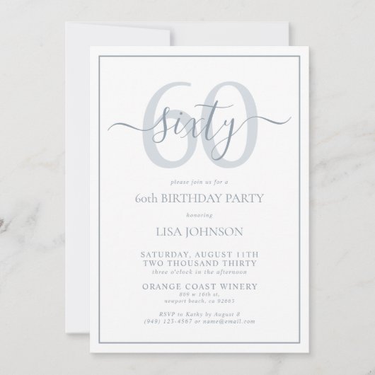 Invitation 60e anniversaire officiel Dusty Blue Classic Scrip (Devant)