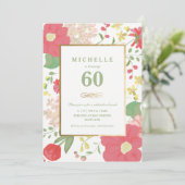 Invitation 60e Anniversaire - Or, Elégant Floral (Debout devant)