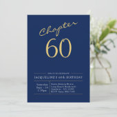 Invitation 60e Anniversaire Or moderne Script bleu (Debout devant)