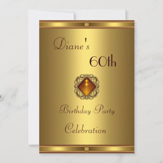 Invitation 60e anniversaire Or sur or (Devant)