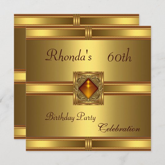 Invitation 60e anniversaire Or sur or (Devant / Derrière)