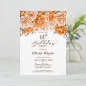 Invitation 60e anniversaire Orange Rose Floral Party (Debout devant)