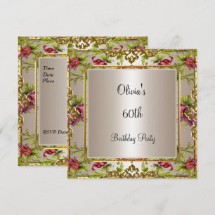Invitation 60e anniversaire orné vintage lilas floral crème