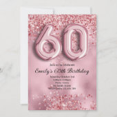 Invitation 60e Anniversaire Paillettes Roses (Devant)