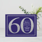 Invitation 60e anniversaire Parties scintillant bleue et arge (Debout devant)