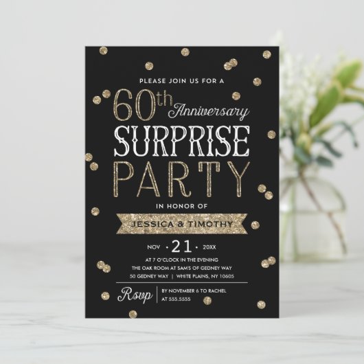 Invitation 60e anniversaire Parties scintillant Confetti Surp (Debout devant)