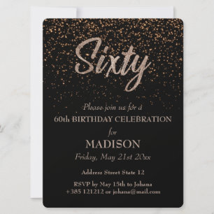 Invitation 60e anniversaire Parties scintillant d'or