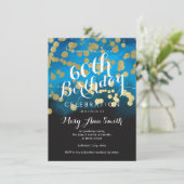 Invitation 60e anniversaire Parties scintillant d'or bleu aqu (Debout devant)